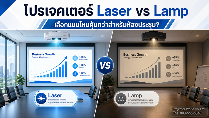 โปรเจคเตอร์ Laser vs Lamp ต่างกันอย่างไรสำหรับห้องประชุม