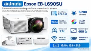สเปกเด่น Epson EB-L690SU Short Throw 6200 Lumens WUXGA Laser Wi-Fi 6 HDBaseT